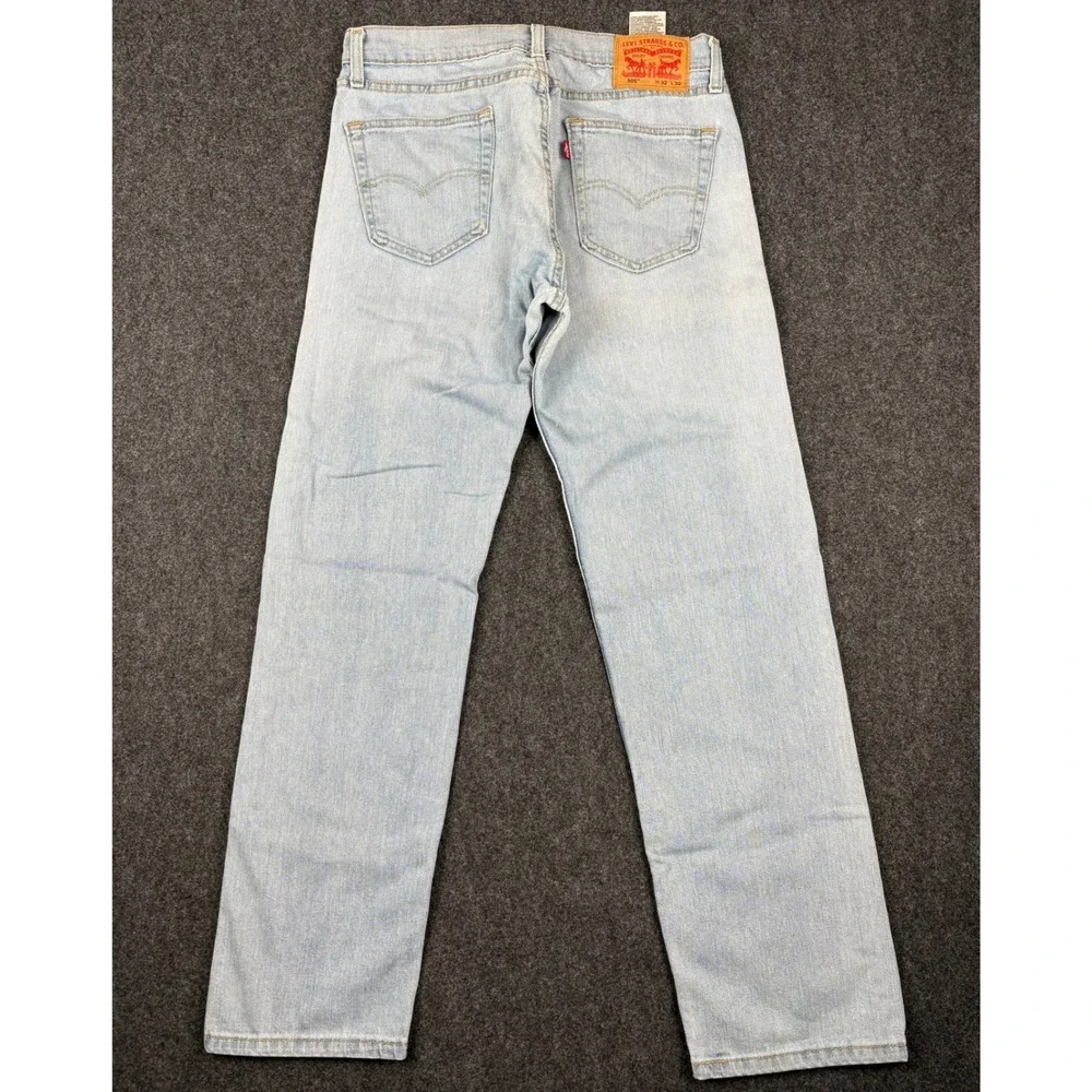 Levis 505 Regular Fit Straight Leg Light Wash Denim Jeans Mens 32x32 (Fit 30x30)
